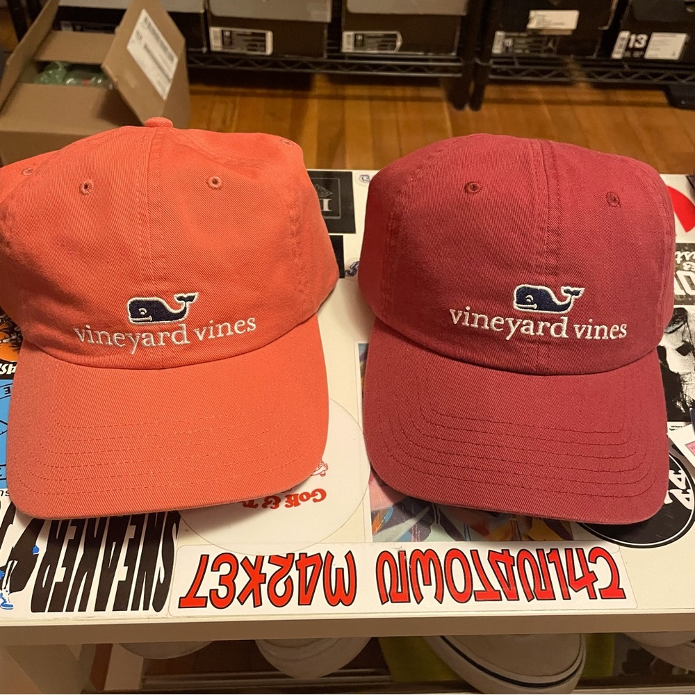 Vineyard Vines Hats - Maroon & Salmon Strap-back Adult One Size New